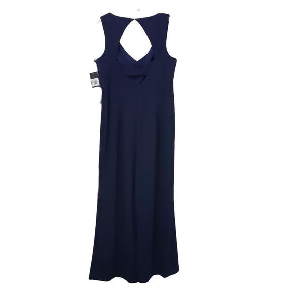 Marina NWT Navy Jumpsuit Wide Leg V Neck Evening Essential Sleeveless woman's 12 - Picture 3 of 10